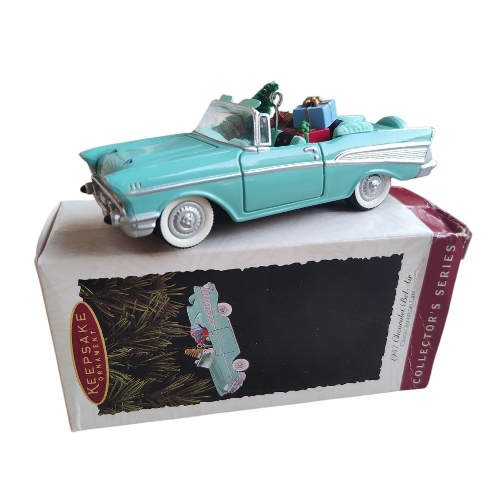 Hallmark Keepsake 1967 Chevrolet Bel Air Christmas Ornament 1994 Aqua Blue
